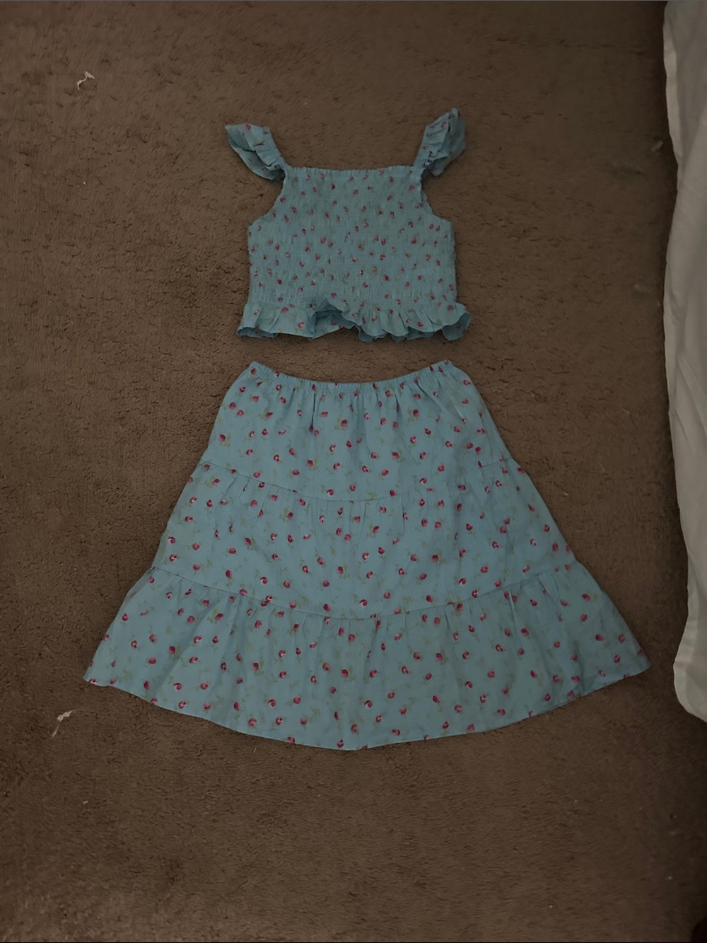 Place Light Blue Floral Two-Piece Girls Matching Set